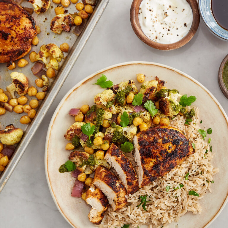 Sheet Pan Tandoori Chicken with Garbanzo Beans & Garam Masala Basmati Rice