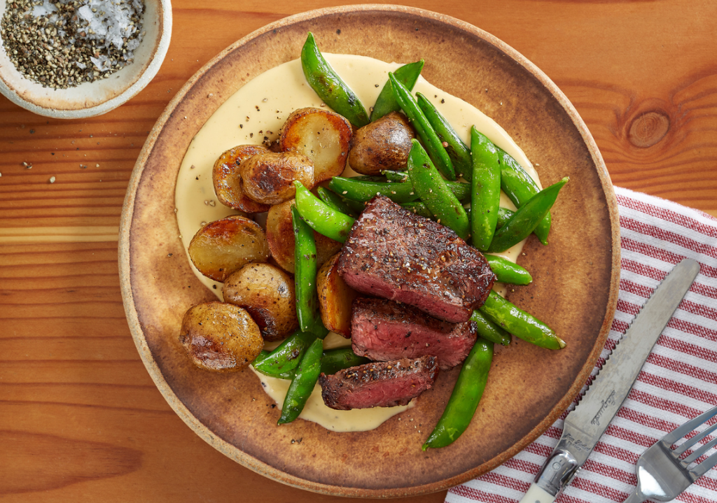 Pan-Seared Sirloin Steak with Sous Vide Potatoes & Béarnaise Sauce
