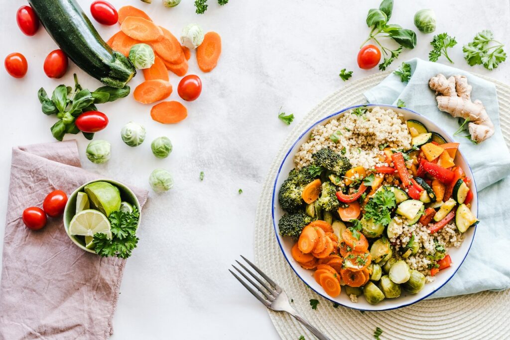 Flat-lay Photography of Seasonal Eating Vegetable Salad on Plate