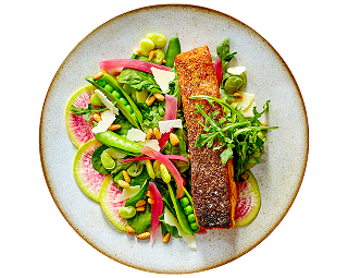 A plated salmon dinner