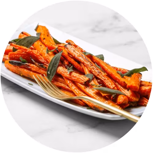 Roasted carrots with miso honey and sage