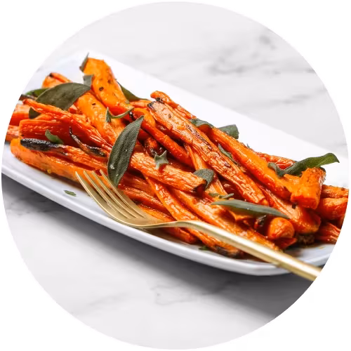 Roasted carrots with miso honey and sage
